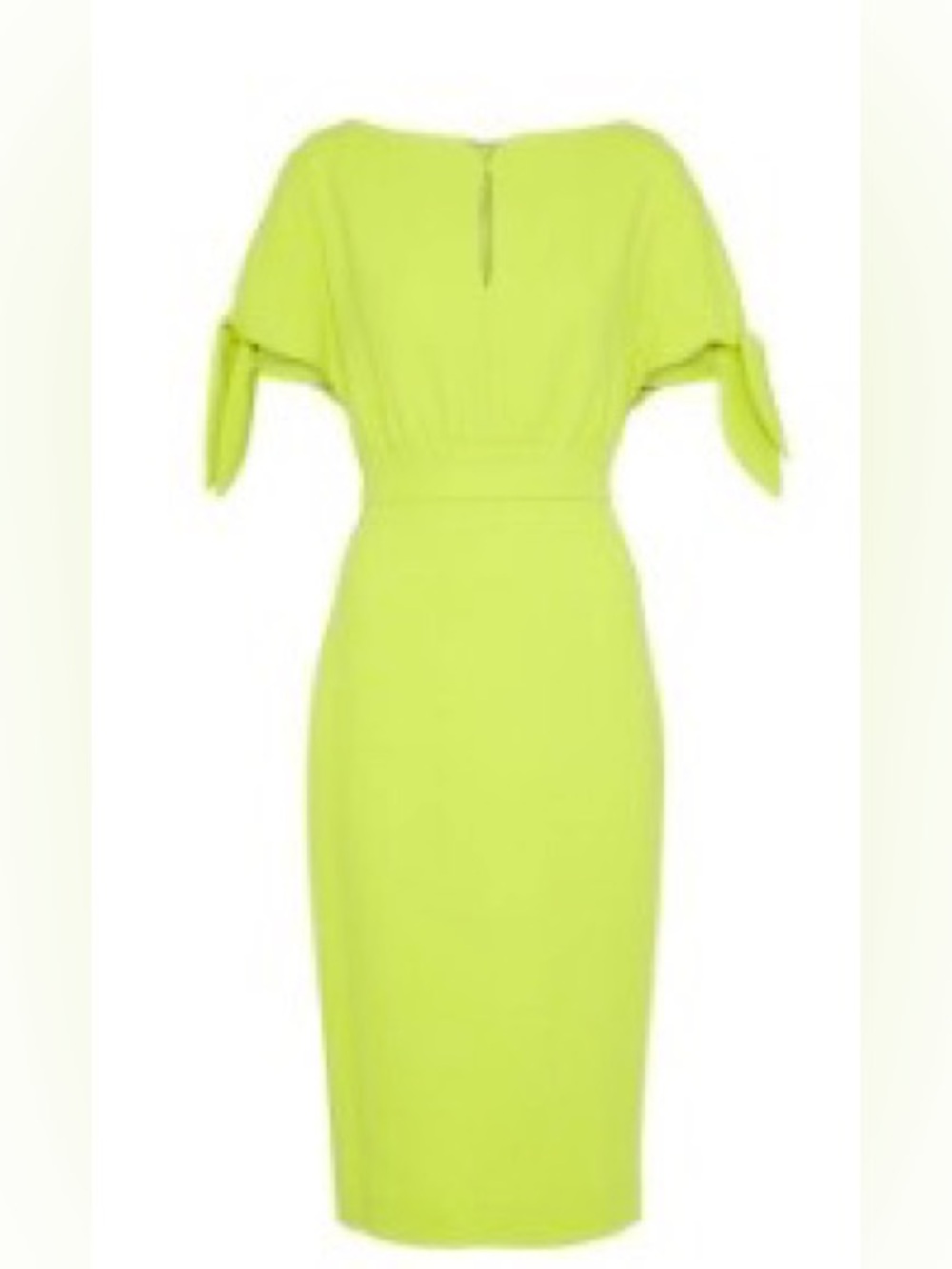 Lela Rose Bow-Tie Cape-Sleeve Wool-Blend Sheath Dress, Chartreuse *Rare Color*